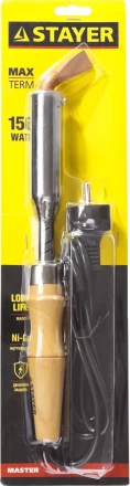 Паяльник с деревянной рукояткой и долговечным жалом, STAYER "MASTER" MAXTerm, 55311-150, 150 Вт, клин 55311-150 купить в Надыме