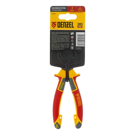 Длинногубцы прямые Denzel 17305, диэлектрические рукоятки до 1000 В, трехкомпонентные рукоятки, 205мм купить в Надыме
