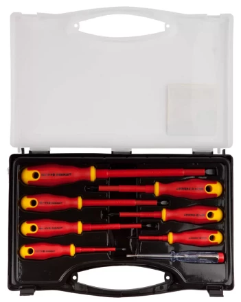 Набор STAYER "PROFI" "ELECTRO": Отвертки диэлектрические, тестер, 100-250В, Cr-V, 8шт 25145-H8_z01 купить в Надыме