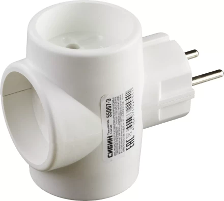 Разветвитель СИБИН электрический, 3 гнезда, 6А/220В 55097-3 купить в Надыме