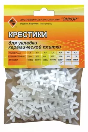 Крестики для кафеля 4,0 мм 100 штук блистер Энкор 69894 купить в Надыме