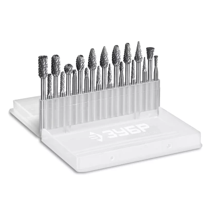 Зубр Набор твердосплавных борфрез для гравера, 20 шт.: 6 мм: B0616, C0616, D0605, E0610, F0618, G0618, H0618, L0616, M0618, N0608; 3 мм: B0314, C0314, D0303, E0306, F0313, G0314, H0313, L0313, M0311, N004 (28816-H20) купить в Надыме