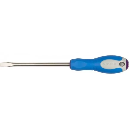 Отвертка ЗУБР, Cr-V сталь, трехкомпонентная рукоятка, цветовая индикация типа шлица, SL, 8,0x150мм 25251-8.0-150 купить в Надыме