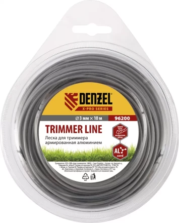 Леска для триммера армированная алюминием X-Pro квадрат витой 3 мм х 10 м блистер Россия Denzel 96200 купить в Надыме