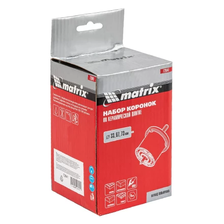 Набор коронок по керамической плитке Matrix 72841, 33-67-73 мм, шестигранный хвостовик купить в Надыме
