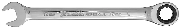 Ключ комбинированный трещоточный 12мм CrV зеркальный хром MATRIX PROFESSIONAL 14805 купить в Надыме