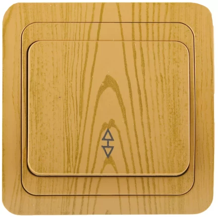 Выключатель СВЕТОЗАР "ГАММА" проходной, одноклавишный, цвет ольха, 10A/~250B SV-54137-A купить в Надыме