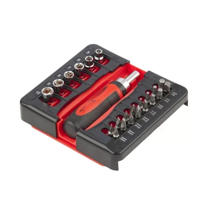 Отвертка реверсивная с набором бит и торцевых головок, 23 шт., CrV Matrix 11786 купить в Надыме