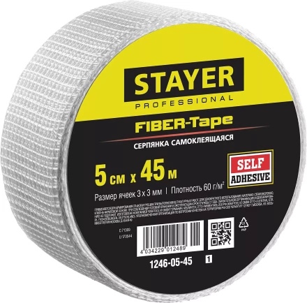 Серпянка самоклеящаяся FIBER-Tape, 5 см х 45м, STAYER Professional 1246-05-45 1246-05-45_z01 купить в Надыме