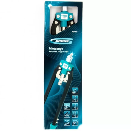 Заклепочник двуручный усиленный 520 мм, удлин.рукоятки, для заклепок 3,2-4,0-4,8-6,0-6,4 GROSS 40409 купить в Надыме