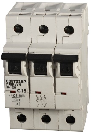 Выключатель автоматический СВЕТОЗАР &quot;ПРЕМИУМ&quot; 3-полюсный, 10 A, &quot;C&quot;, откл. сп. 10 кА, 400 В SV-49033-10-C купить в Надыме