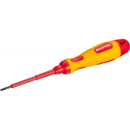 Отвертка KRAFTOOL, высоковольтная, Cr-Mo-V стержень, двухкомпонент. маслобензостойкая рукоятка, SL, 2,5х75мм 250083-2.5-075 купить в Надыме