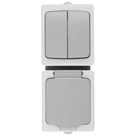 Комплект СВЕТОЗАР "АВРОРА" розетка с зазем. и защ. крышкой, 16А/~250В, выкл. двухклав. IP44, цвет серо-белый, 10А/~250В SV-54325-W купить в Надыме