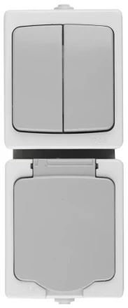 Комплект СВЕТОЗАР "АВРОРА" розетка с зазем. и защ. крышкой, 16А/~250В, выкл. двухклав. IP44, цвет серо-белый, 10А/~250В SV-54325-W купить в Надыме