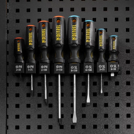 Набор отверток на полке Denzel, 8 шт., PH+SL, S2, 3к рукоятка, 122137 купить в Надыме