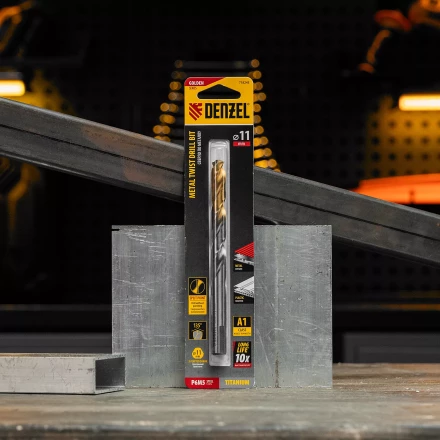 Сверло спиральное по металлу Denzel, 11 x 142 мм, Р6М5, Golden Tip, 718243 купить в Надыме