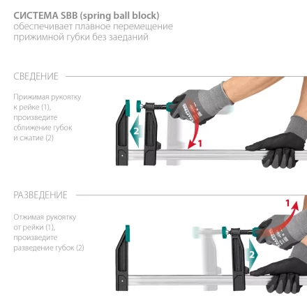 Струбцина KRAFTOOL тип F, двухкомпонентная ручка 32011-120-1500 купить в Надыме