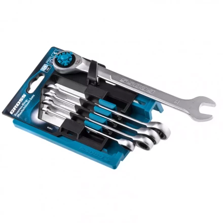 Набор ключей комбинированных трещоточных количество зубьев 100 СRV 5 шт 8- 17 мм Gross 14858 купить в Надыме