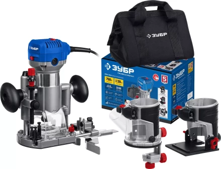 ЗУБР 750 Вт, кромочный фрезер, сумка, 3 основания, Профессионал (ФПК-750Н) купить в Надыме