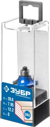 ЗУБР 28.6 x 12.2 мм, радиус 8 мм, фреза кромочная калевочная №1, Профессионал (28700-28.6) купить в Надыме