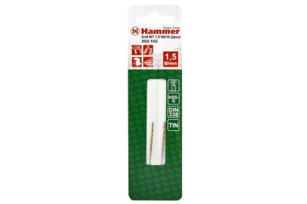 Сверло по металлу HAMMER Ф1.5х40мм (DR MT 1,5мм*40/18мм 2шт.) купить в Надыме