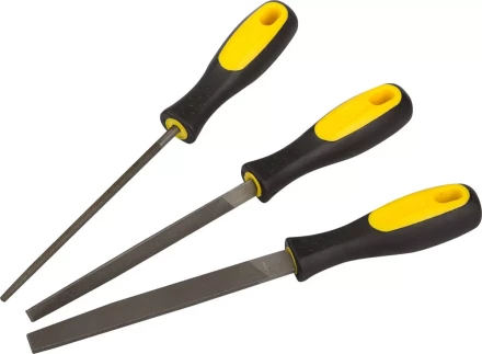 Набор STAYER "PROFI": Напильники с двухкомпонентной рукояткой, плоский, трехгранный, круглый, №2, 150мм 1681-15-H3 купить в Надыме