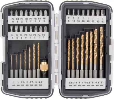 Набор бит и свёрел,магнитный адаптер,CrV, в пласт. боксе,40шт MATRIX 11322 купить в Надыме