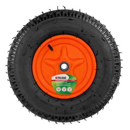 Колесо пневматическое усиленное Palisad 69081, шина 8PR, 4.00-8 D400 мм, внутренний диаметр подшипника 20 мм, длина оси 90 мм купить в Надыме