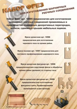 Набор фрез д/изг шарнирного соед хв 12мм 4шт Энкор 10595 купить в Надыме
