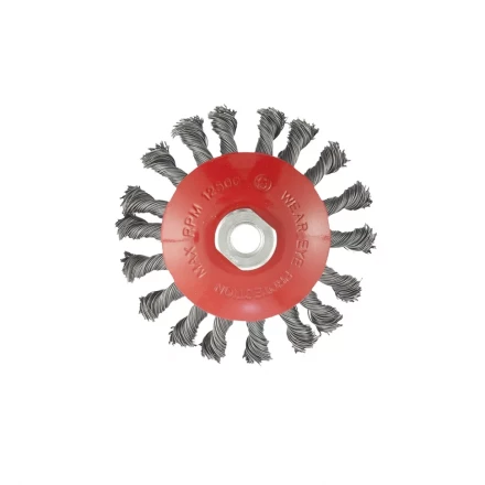 Щетка для УШМ 115 мм М14 "тарелка" крученая проволока 0,5 мм MATRIX 74610 купить в Надыме
