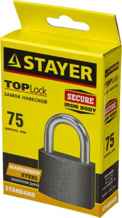 Замок STAYER &quot;STANDARD&quot; навесной, металлический корпус, закаленная дужка, 75 мм 37160-75 купить в Надыме