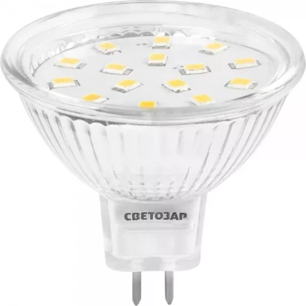 Лампа СВЕТОЗАР светодиодная "LED technology", цоколь GU5.3, теплый белый свет (3000К), 220В, 3Вт (25) 44550-25_z01 купить в Надыме