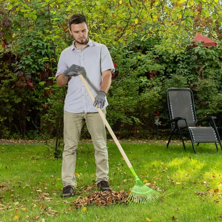 Грабли веерные стальные Palisad, 425 мм, 22 плоских зуба, эмалированные, без черенка, 617705 купить в Надыме