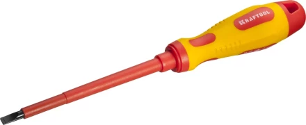 Отвертка KRAFTOOL, высоковольтная, Cr-Mo-V стержень, двухкомпонент. маслобензостойкая рукоятка, SL, 5,5х125мм 250083-5.5-125 купить в Надыме