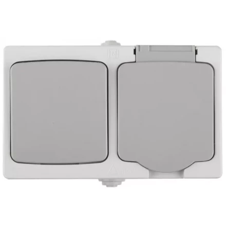 Комплект СВЕТОЗАР "АВРОРА" розетка с зазем. и защ. крышкой, 16А/~250В, выкл. одноклав. IP44, цвет серо-белый, 10А/~250В SV-54323-W купить в Надыме