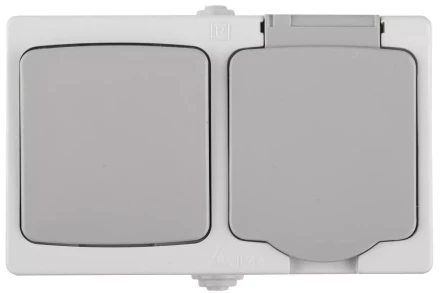 Комплект СВЕТОЗАР "АВРОРА" розетка с зазем. и защ. крышкой, 16А/~250В, выкл. одноклав. IP44, цвет серо-белый, 10А/~250В SV-54323-W купить в Надыме