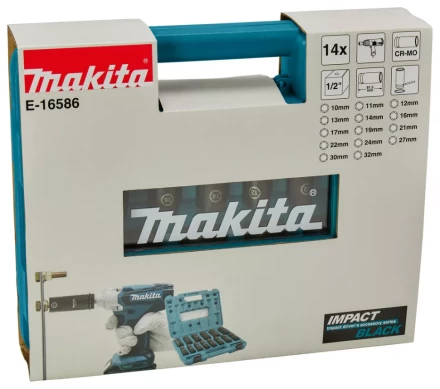 Набор ударных головок Impact Black Makita 1/2, 14 шт Makita E-16586 купить в Надыме