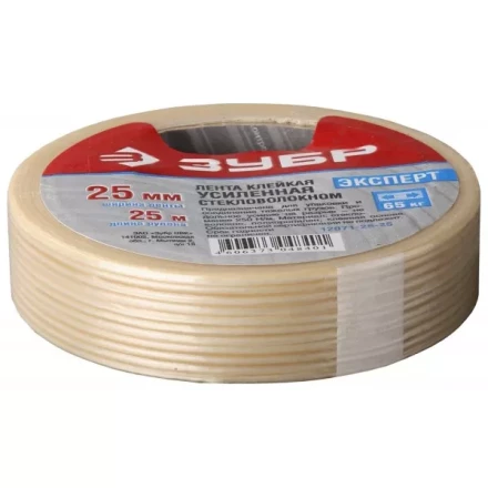 Лента ЗУБР "ЭКСПЕРТ" клеящая однонаправленная, усиленная стекловолокном, 12мм х 10м 12071-12-10 купить в Надыме