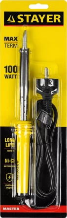Паяльник STAYER "MASTER" с пластмассовой рукояткой и долговечным жалом, 100 Вт, клин 55305-100 купить в Надыме