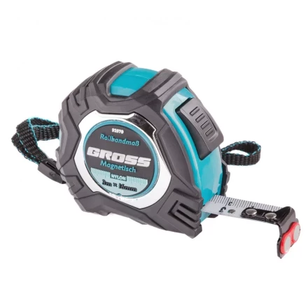 Рулетка Magnetisch 3 м х 16 мм обрезиненный корпус автоматическая фиксация Нейлоновое покрытиеытие зацеп с магнитом Gross 32570 купить в Надыме