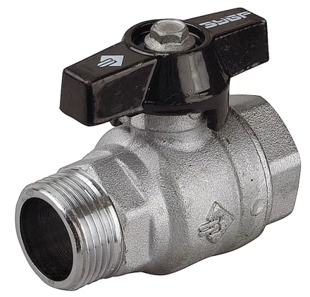 Кран шаровой ЗУБР полнопроходной "мама-папа", бабочка, хромиров латунь, 3/4" 4-51324-C-3/4 купить в Надыме