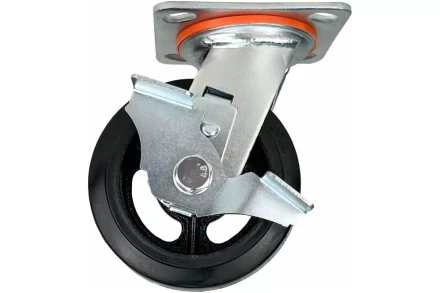 Аппаратное поворотное колесо большегрузное с тормозом HITCH 152*50 резина черная SCdb63 (SZ085006) купить в Надыме