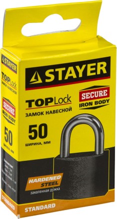 Замок STAYER &quot;STANDARD&quot; навесной, металлический корпус, закаленная дужка, 50 мм 37160-50 купить в Надыме