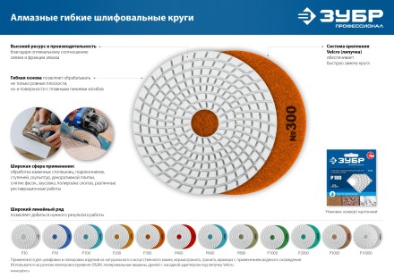 ЗУБР 125 мм, №400, мокрое шлифование, алмазный гибкий шлифовальный круг АГШК, Профессионал (29867-400) купить в Надыме