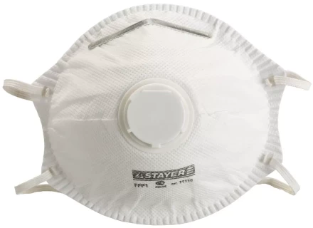Полумаска фильтрующая STAYER "PROFI" противоаэрозольная с клапаном, многослойная, класс защиты FFP1 11110 купить в Надыме