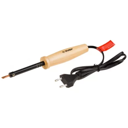Электропаяльник ЗУБР "МАСТЕР" с деревянной рукояткой и долговечным жалом, форма клин, 25Вт 55405-25_z01 купить в Надыме