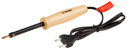 Электропаяльник ЗУБР "МАСТЕР" с деревянной рукояткой и долговечным жалом, форма клин, 25Вт 55405-25_z01 купить в Надыме