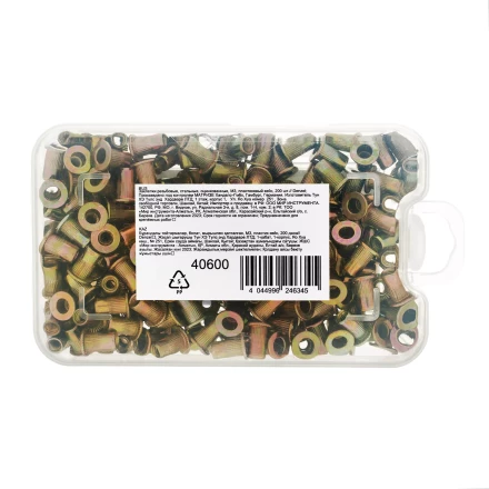 Заклепки резьбовые, стальные, оцинкованные, М3, пластиковый кейс, 200 шт. Denzel 40600 купить в Надыме