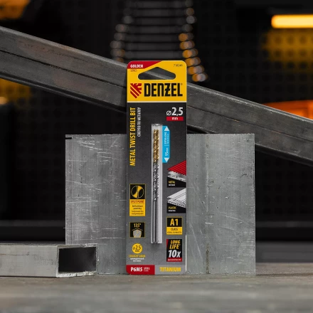 Сверло спиральное по металлу 2,5 х 95 мм Р6М5, Golden Tip, удлиненное, 2шт. Denzel 718246 купить в Надыме