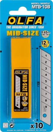 Лезвия OLFA сегментированные для OL-MT-1, 9 сегментов, 12,5мм OL-MTB-10B купить в Надыме